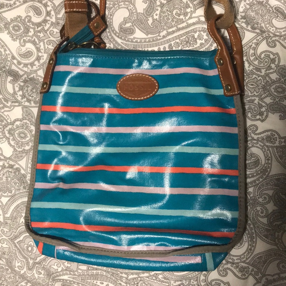 Fossil striped crossbody purse